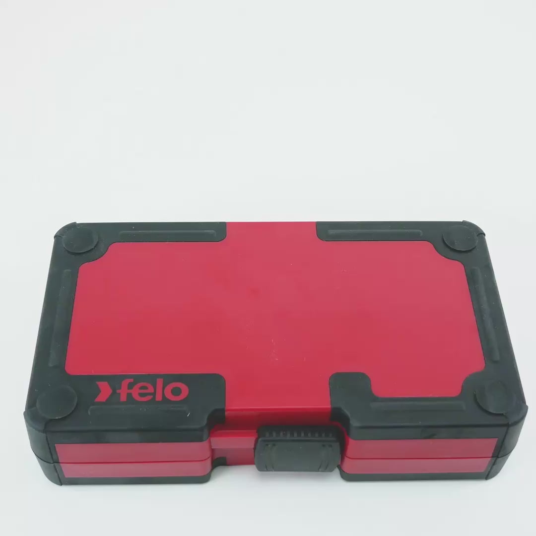 Load video: Felo 13 Piece Inch Smart Box - Slotted, Phillips, Hex, TORX® Blades with Handle