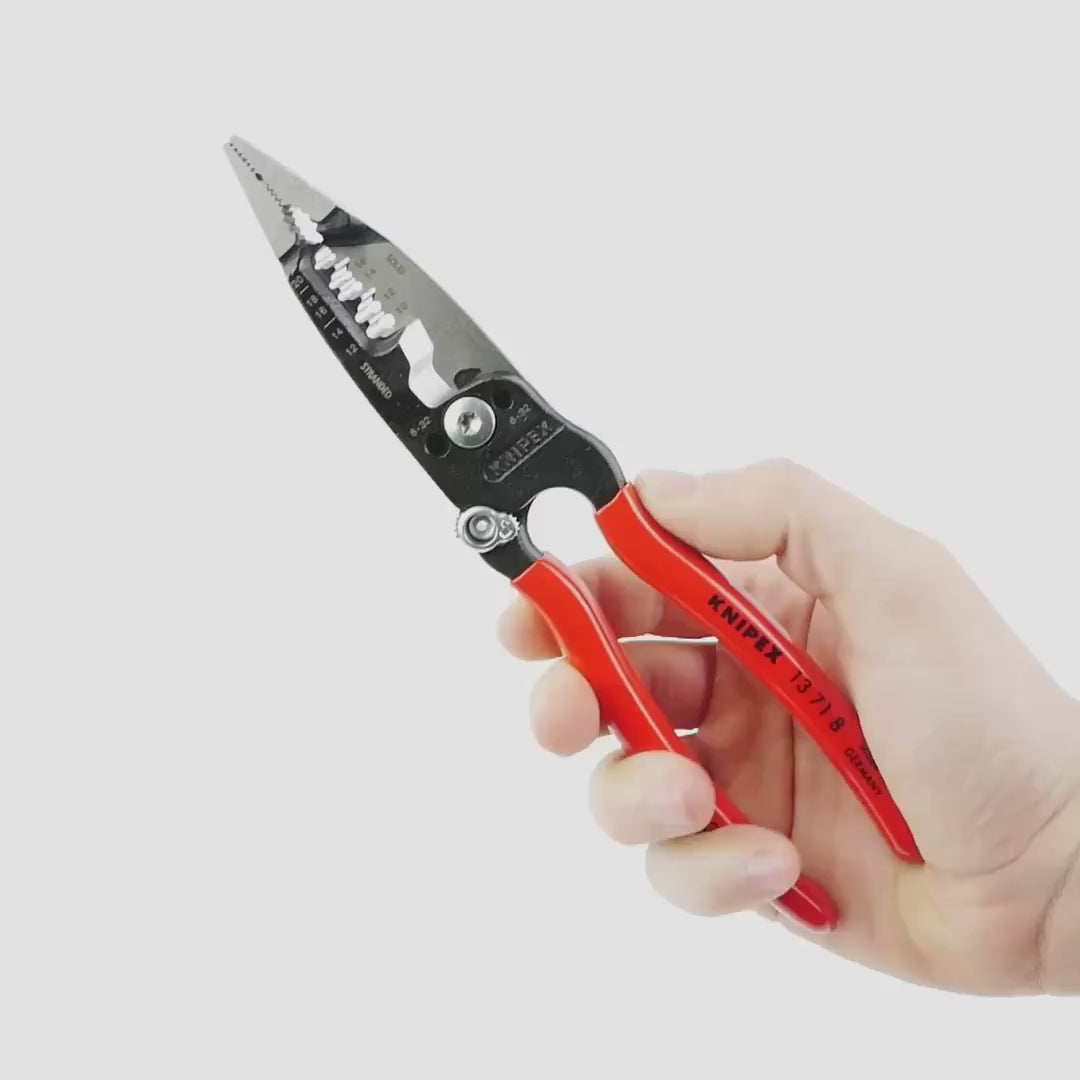 Load video: Knipex Forged Wire Strippers, 8" - Plastic Grip