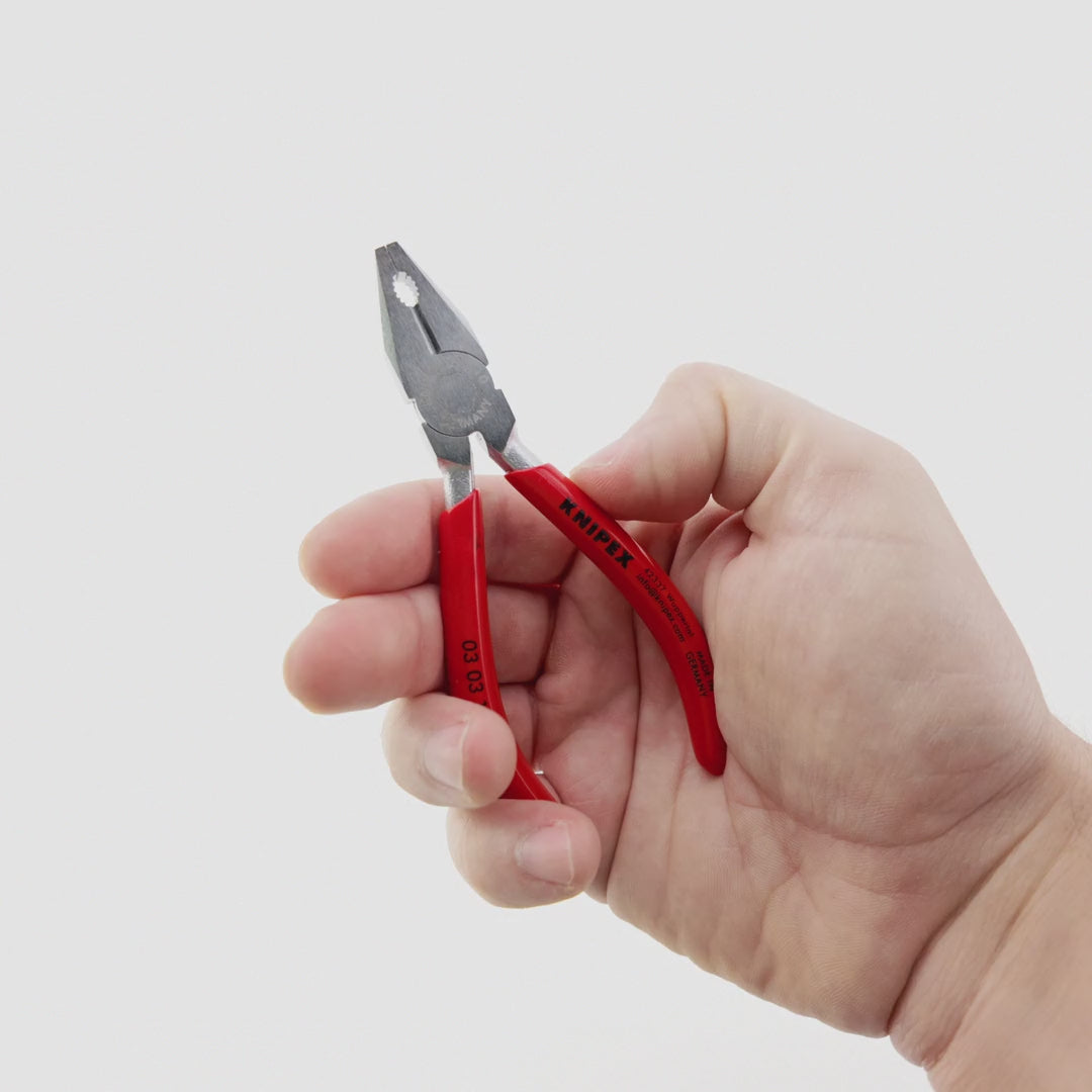 Load video: Knipex 4 1/4" Mini Combination Pliers