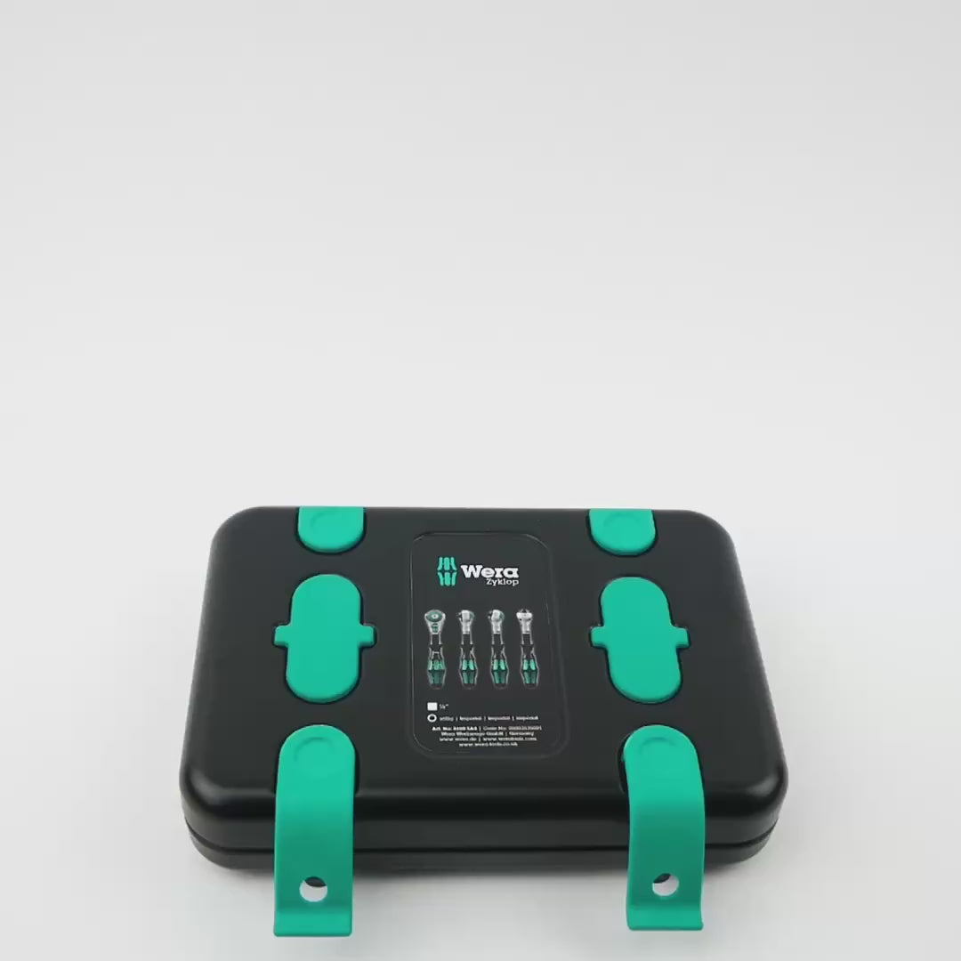 Load video: Wera 003535 Zyklop Ratchet Premium 1/4" Drive SAE Set