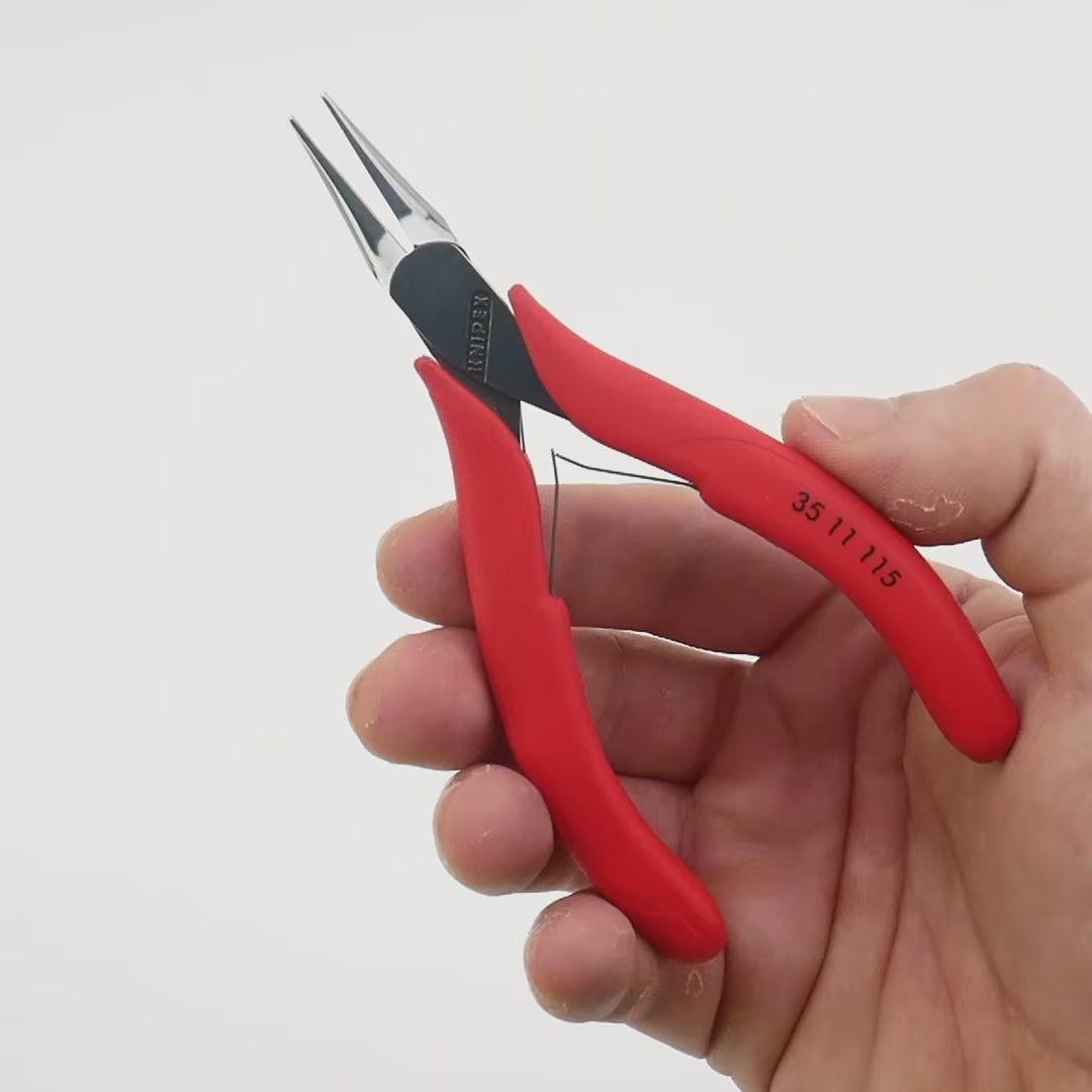 Load video: Knipex Precision Electronics Pliers (flat jaws) - Plastic Grip