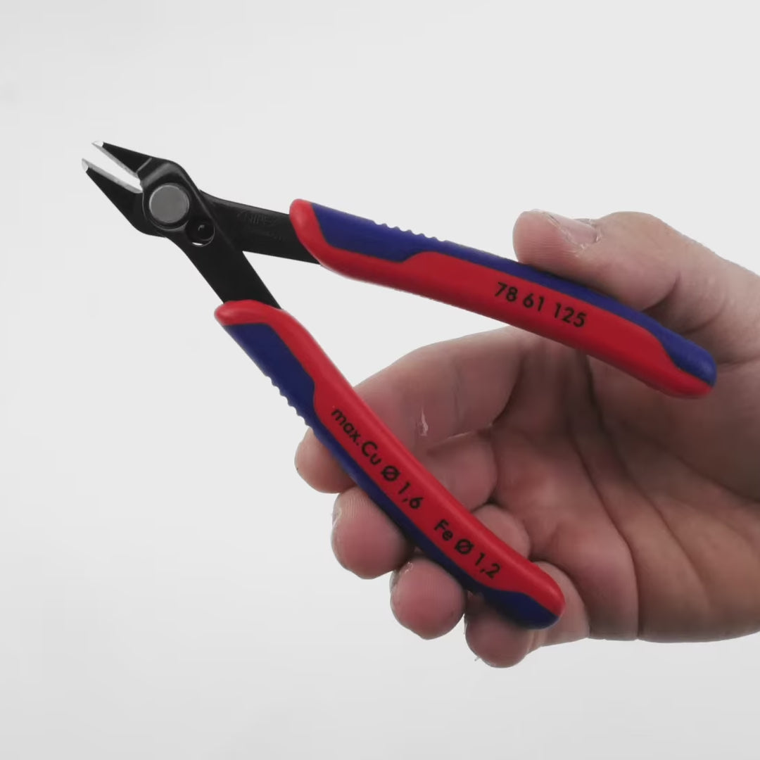 Load video: Knipex 5" Electronic Super Knips for cutting fiber optics cables - MultiGrip