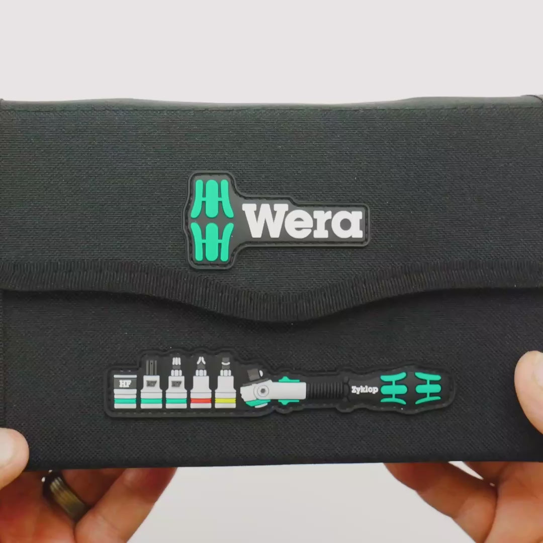 Load video: Wera 003755 8100 SA All-in Zyklop Speed Ratchet Set, 1/4" Drive with Holding Function - Metric