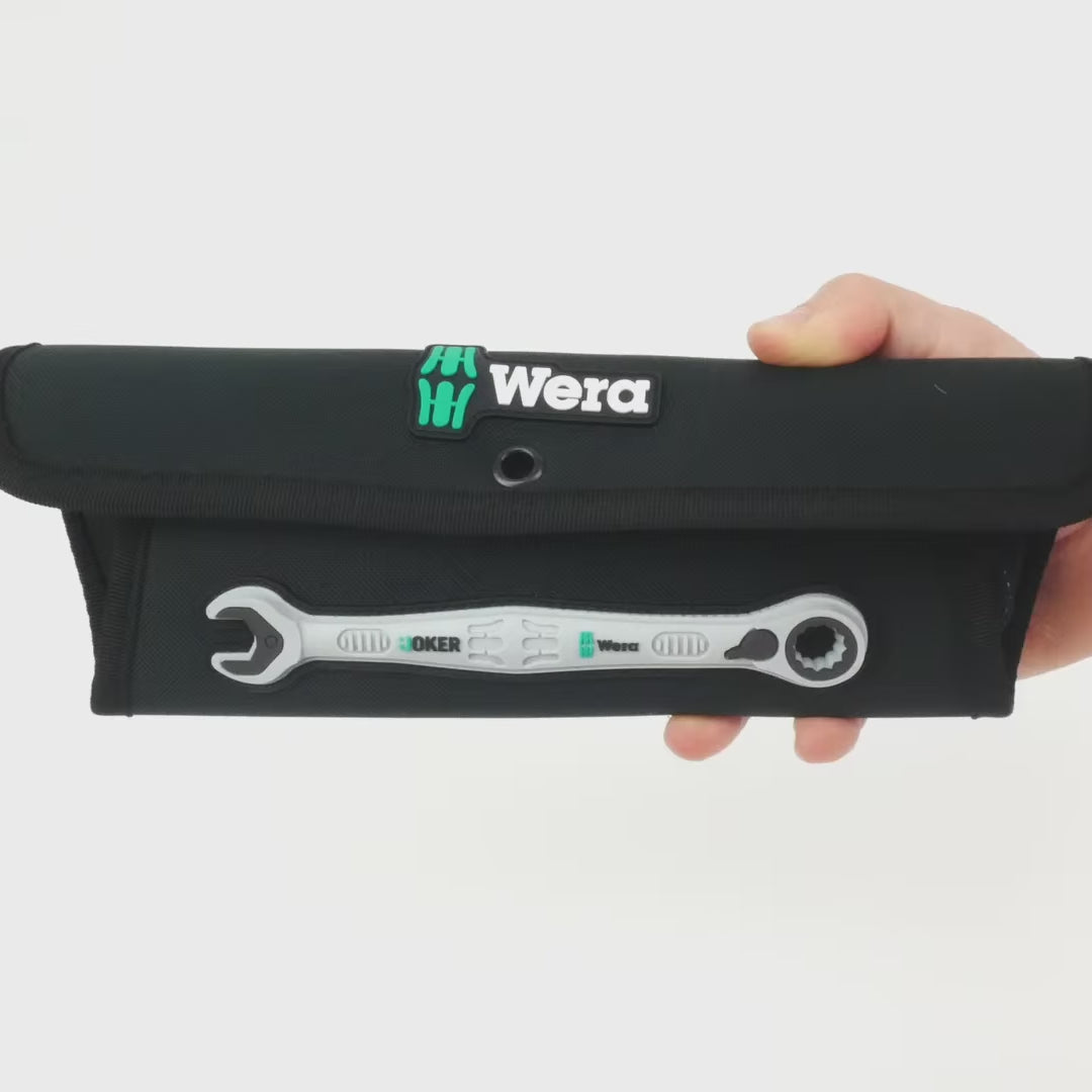 Load video: Wera 020092 Joker Combination Wrench with Switch 4 Piece Set - SAE