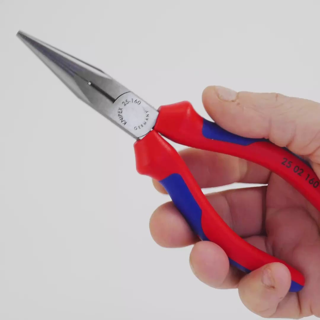 Load video: Knipex 6.3" Snipe Nose Side Cutting Pliers (Radio Pliers) - MultiGrip