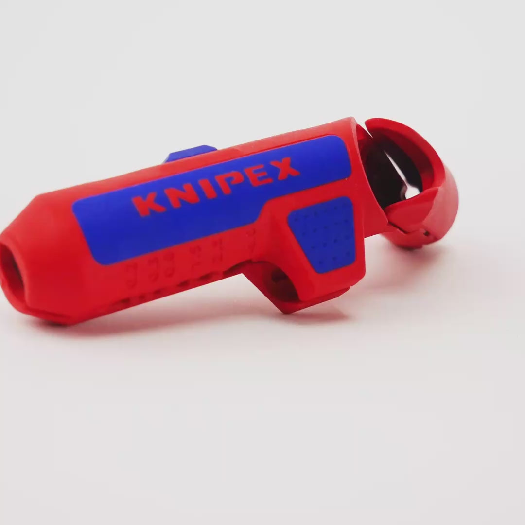 Load video: Knipex ErgoStrip Universal Cable Stripping Tool - Metric Wire Sizes