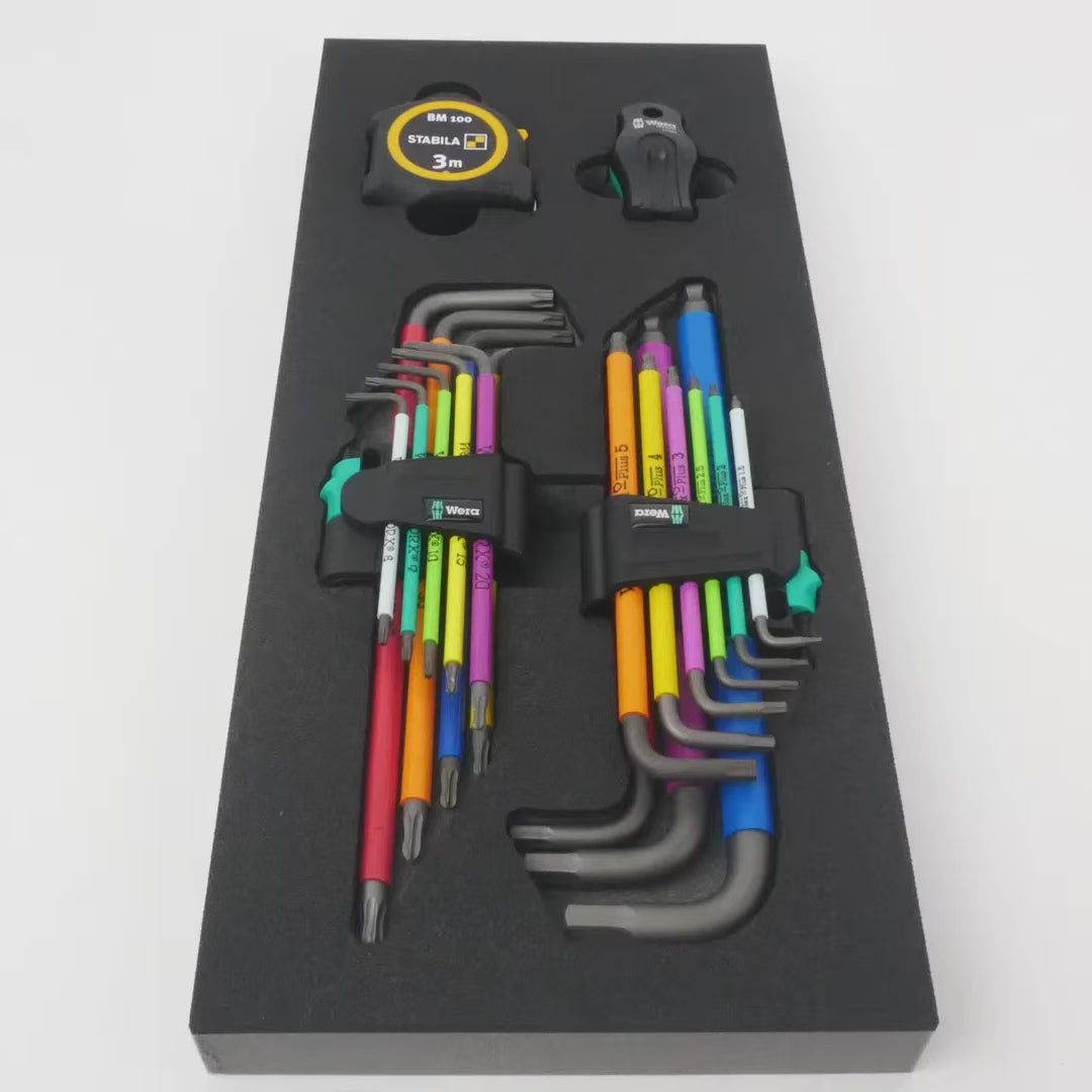 Load video: Wera 150140 Foam Insert L-key Set 1, 20 Pieces