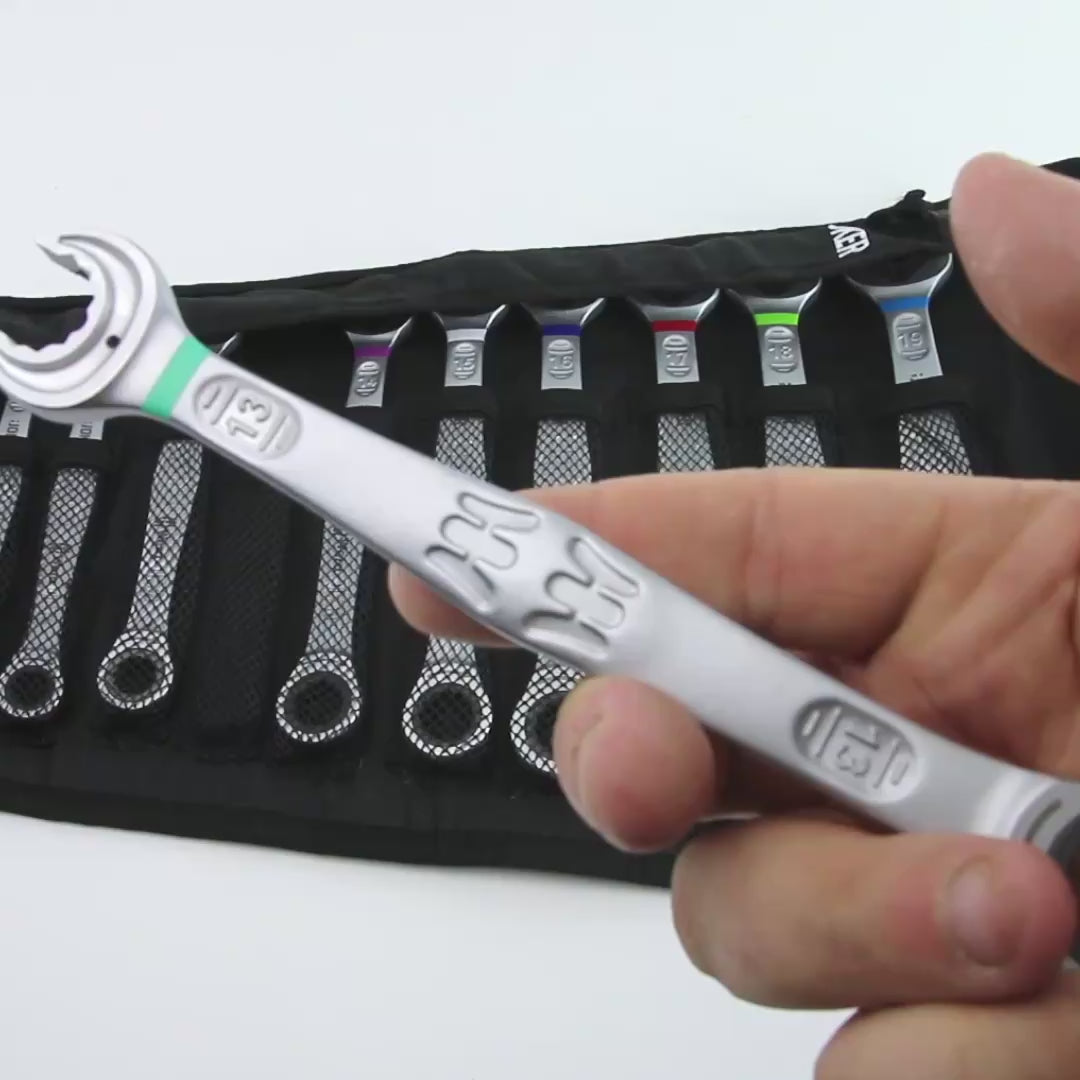 Load video: Wera 020013 Joker Combination Wrench Pouch Set - 11 Piece Metric