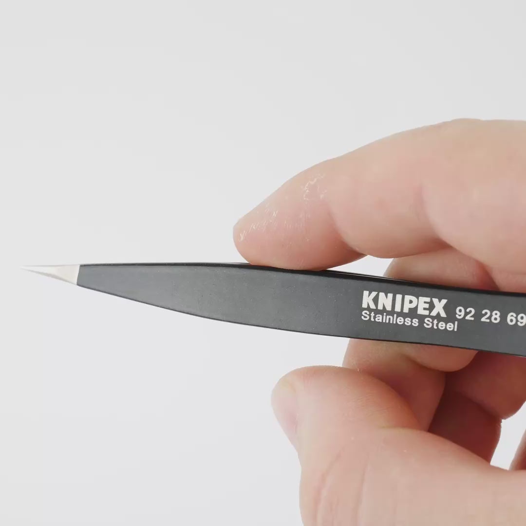 Load video: Knipex ESD Precision Tweezers straight strong tip