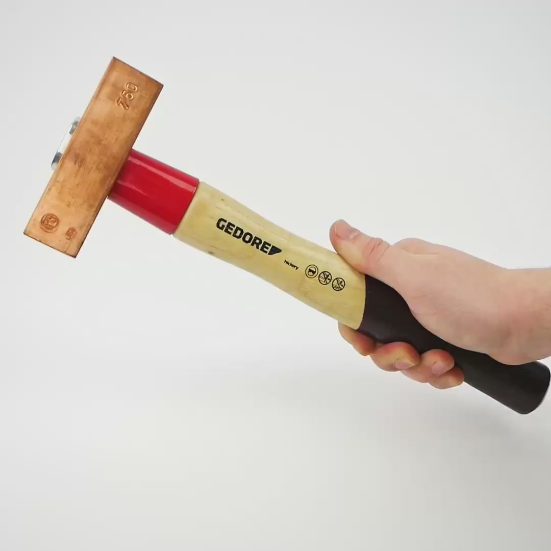 Load video: Gedore 622 H-750 Copper Hammer ROTBAND-PLUS, 750g
