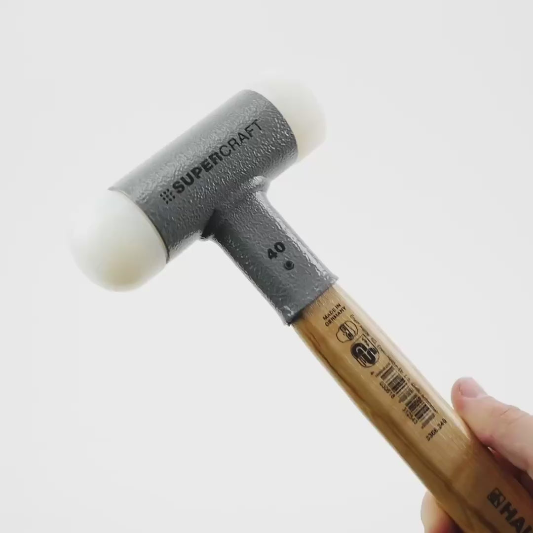 Load video: Halder Supercraft Dead Blow, Non-Rebounding Hammer with Rounded + Flat Nylon Face Inserts and Steel Housing, 1.57" / 25.22 oz.