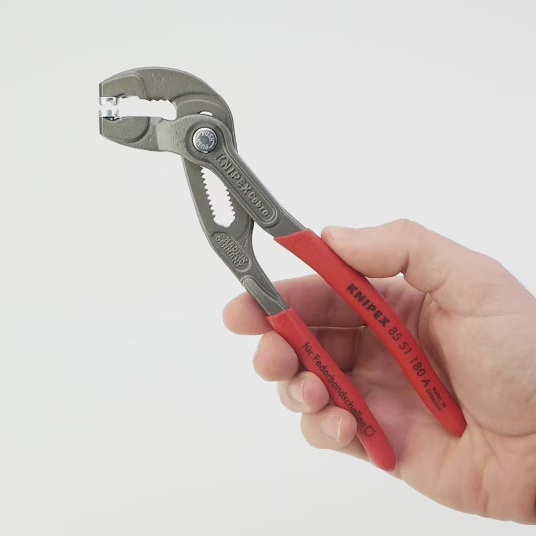 Load video: Knipex 7.25" Spring Hose Clamp Pliers - Plastic Grip