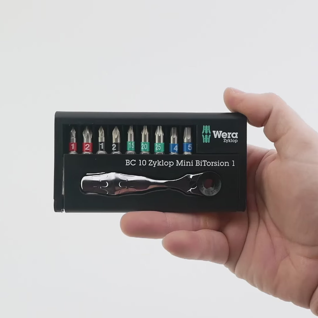 Load video: Wera 057418 Bit-Check 10 Zyklop Mini BiTorsion 1