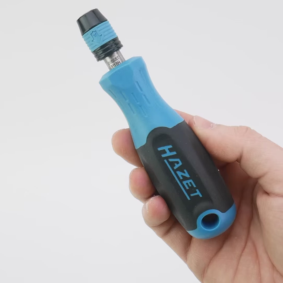 Load video: Hazet 811BH 1/4" Locking Bit Holding Screwdriver with 3K Handle, 136 mm