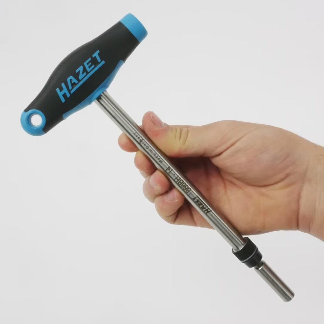 Load video: Hazet 866BH-14 Telescopic Bit Holder with T-handle