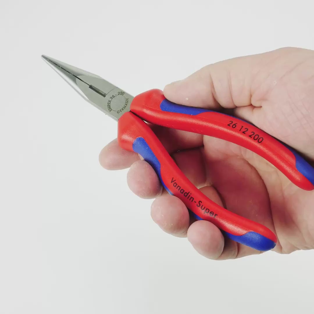 Load video: Knipex 8" Snipe Nose Side Cutting Pliers (Stork Beak Pliers) - MultiGrip
