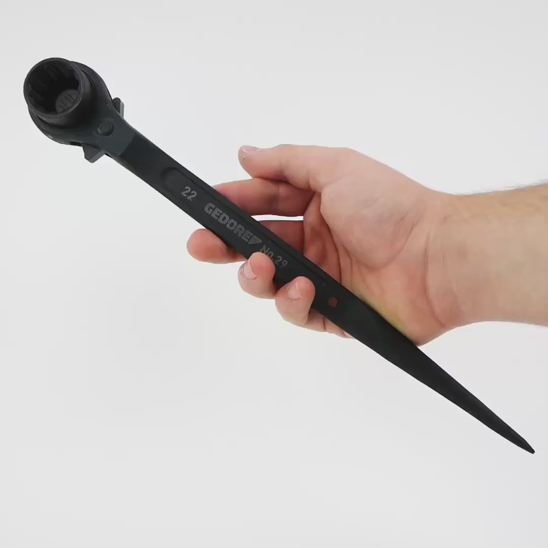 Load video: Gedore 29 19X22 Construction ratchet 19x22 mm