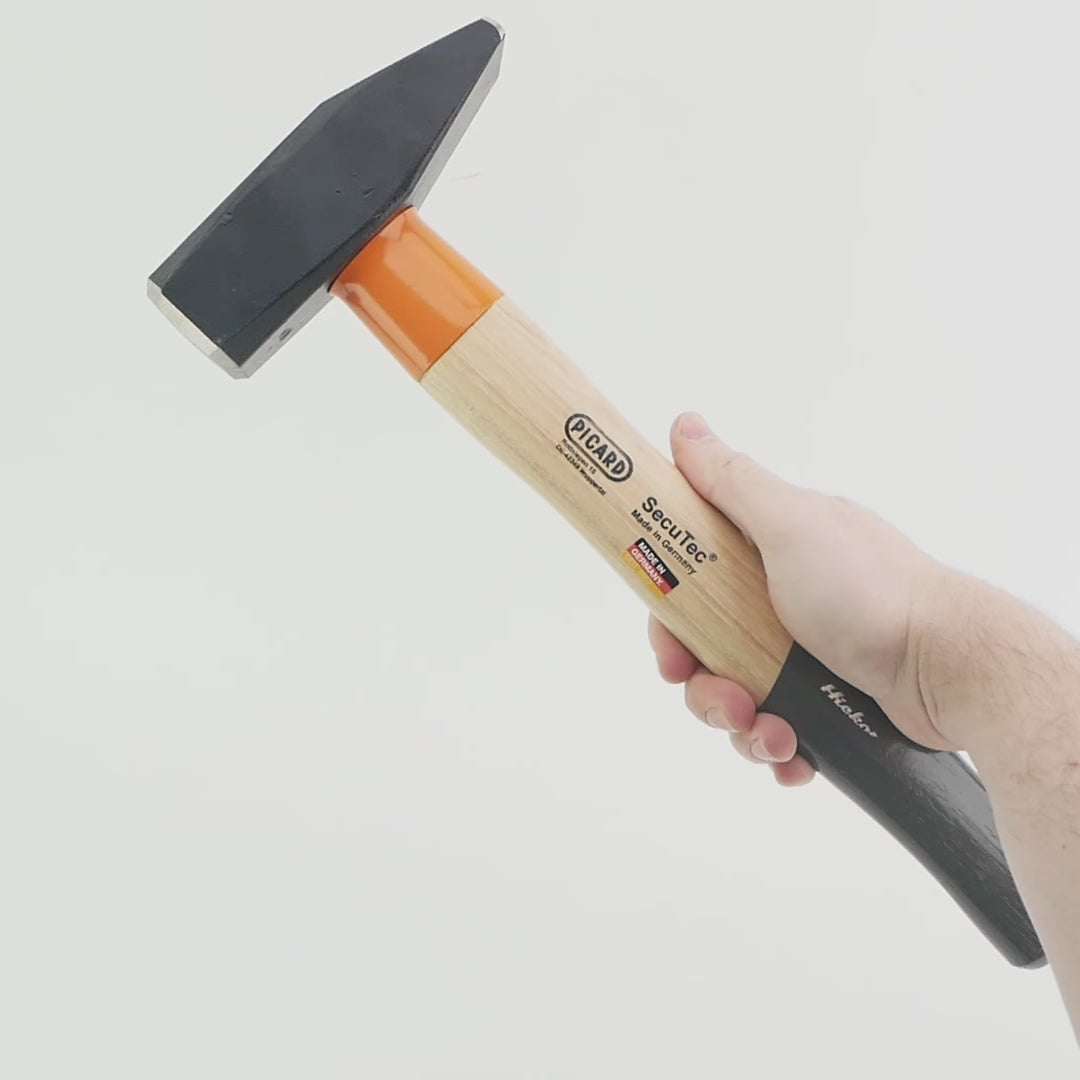 Load video: Picard 12 Riveting SecuTec Hammer with Hickory Handle, 1500g