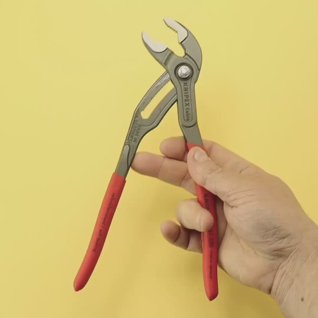 Load video: Knipex 10" Cobra Pliers - Plastic Grip