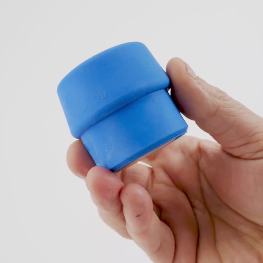 Load video: Halder Simplex Soft Blue Rubber Replacement Face Insert, Non-Marring, 1.97"