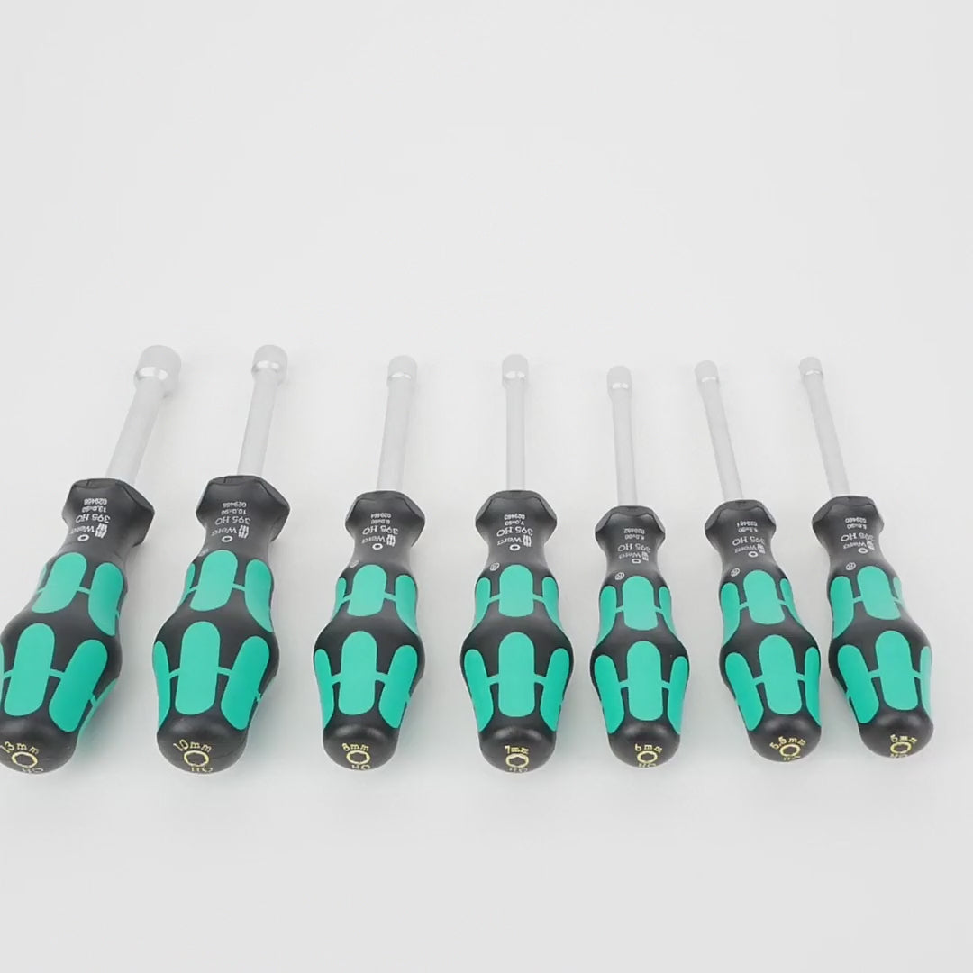 Load video: Wera 029510 Kraftform Plus Hollow Shaft Nut Driver Set, Metric