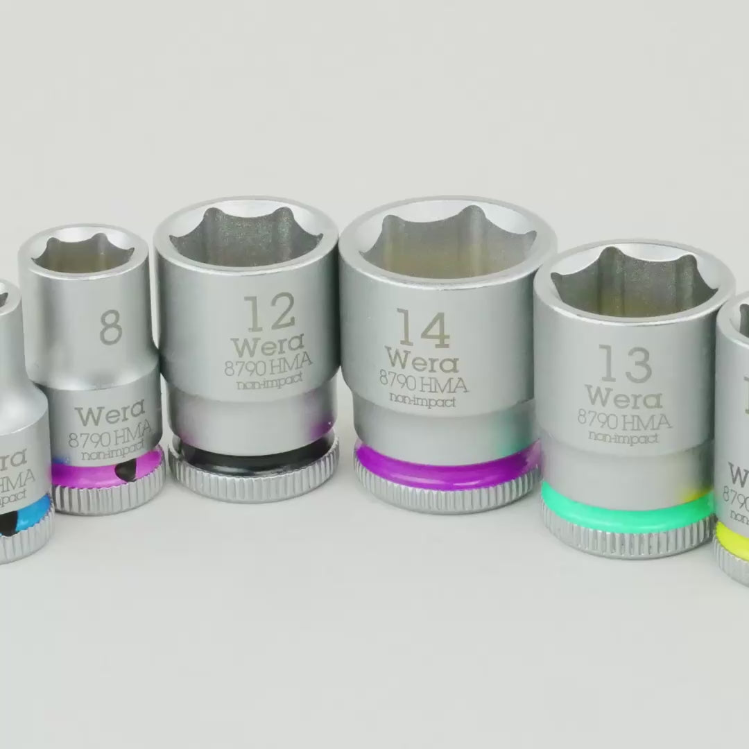 Load video: Wera 300200 Zyklop 1/4" Metric Socket Set