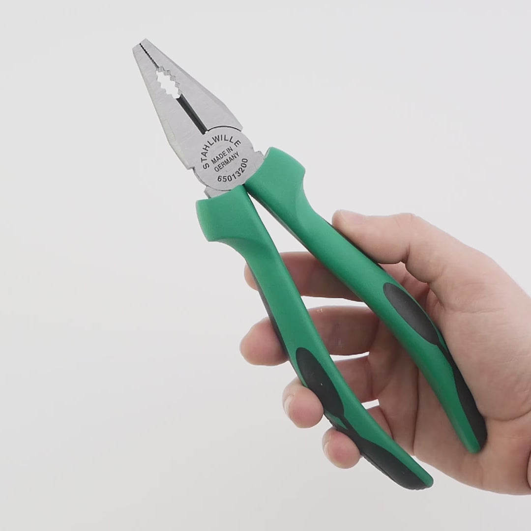 Load video: Stahlwille 6501 Combination Pliers 200 mm, Polished, Multi-Component