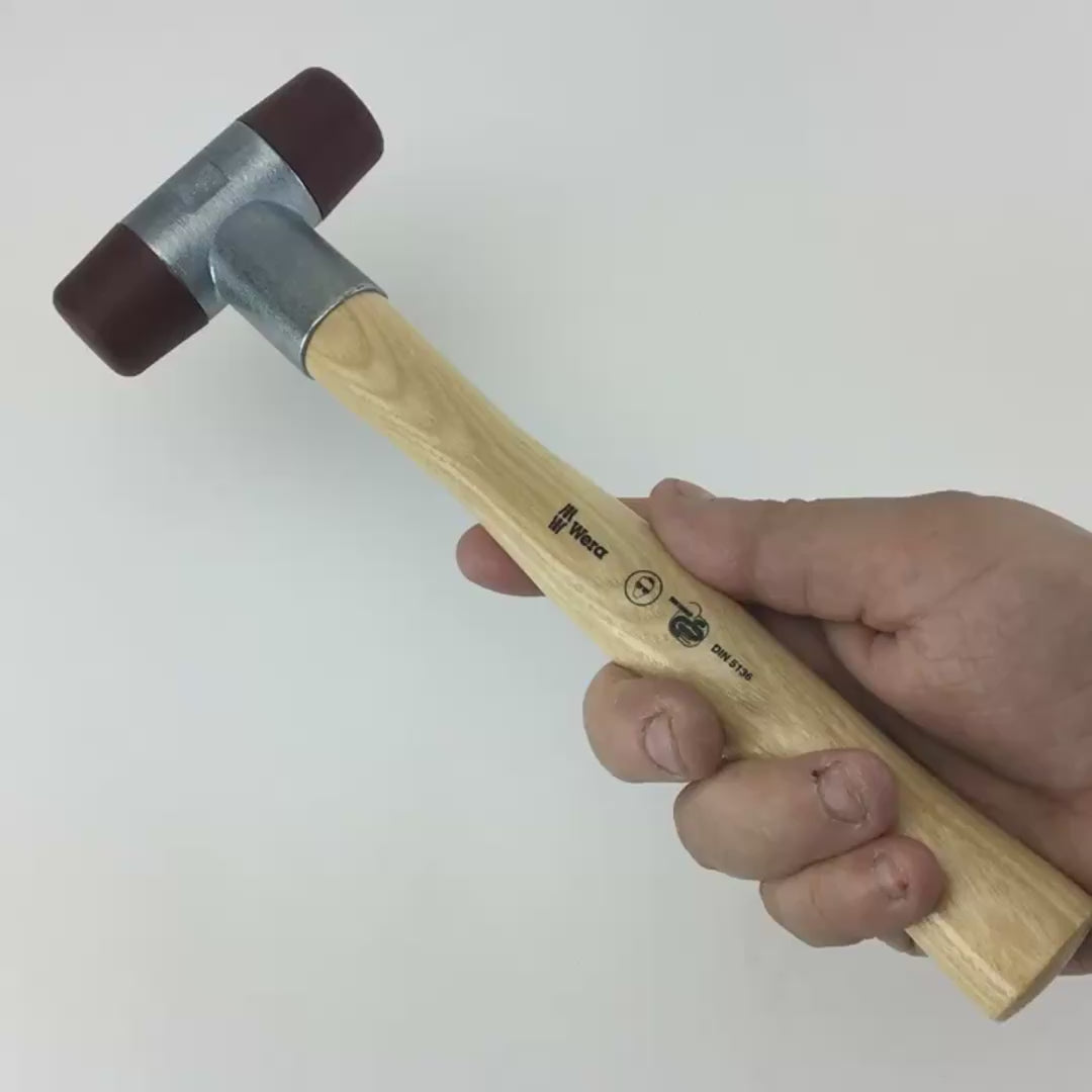 Load video: Wera 000515 Soft-faced Hammer with Urethane Head Sections - #3 (32mm)