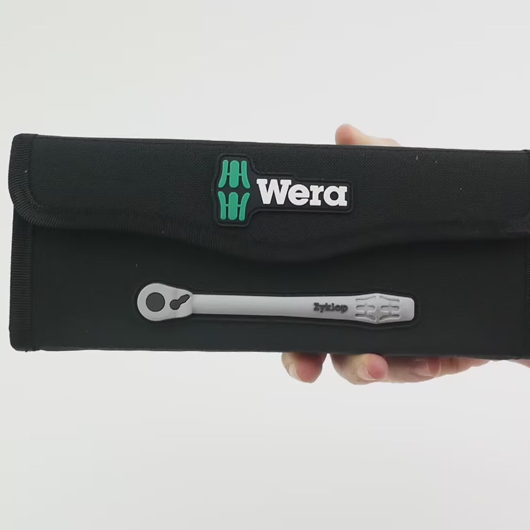 Load video: Wera 004048 Zyklop Metal Ratchet 3/8" Drive with Switch Lever Metric Set
