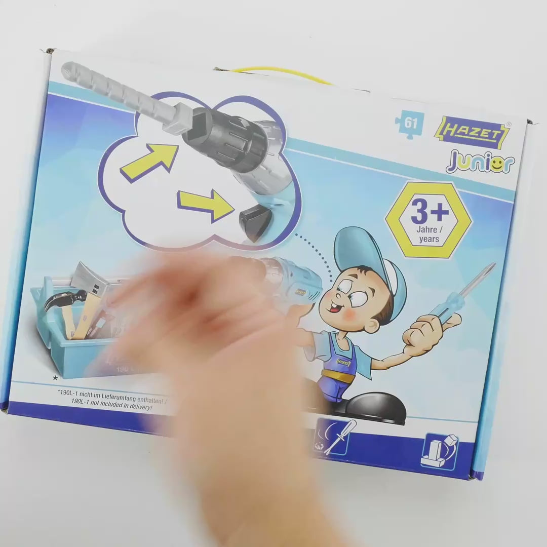Load video: Hazet Junior Toy Set with 14 Hand Tools, 61 Pieces