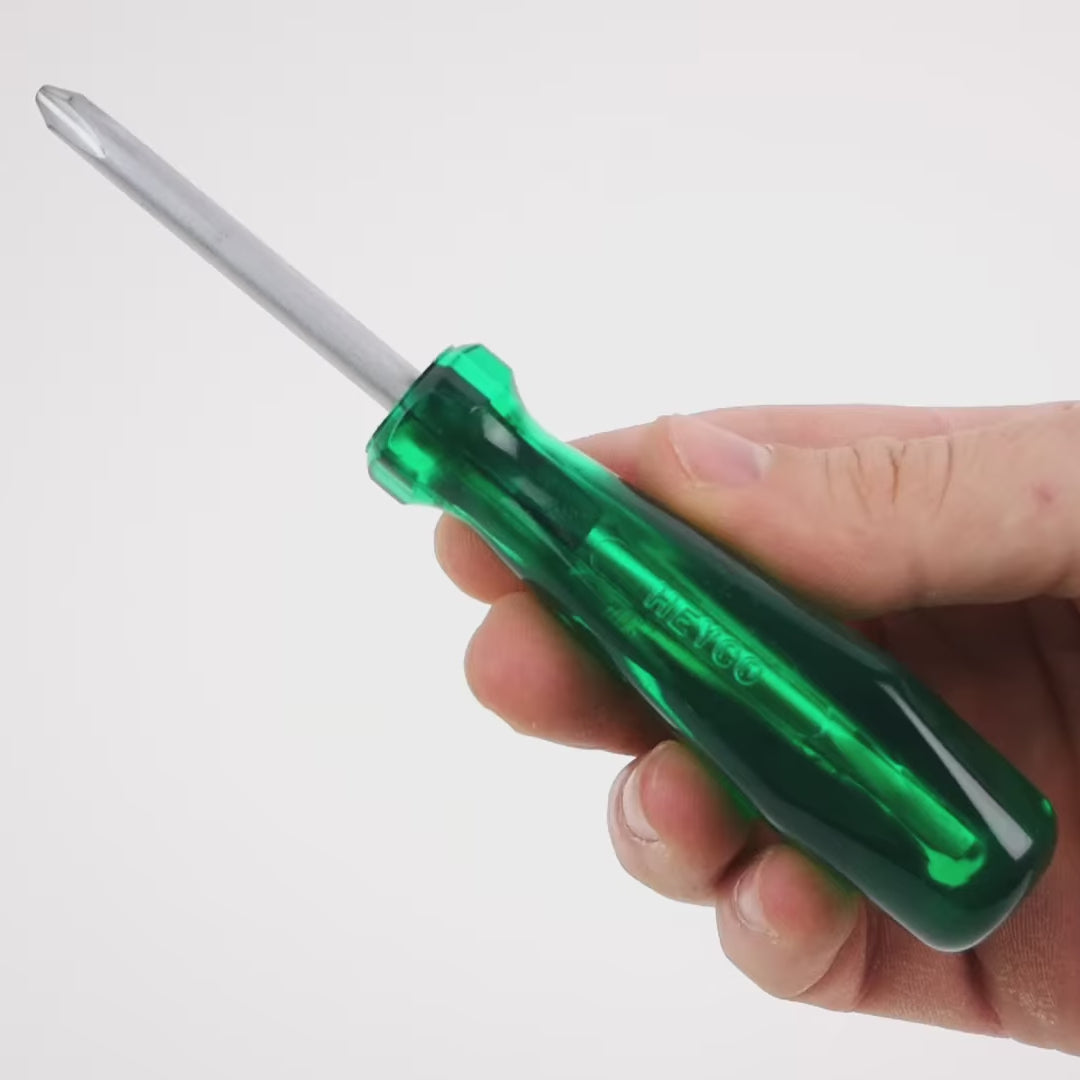 Load video: Heyco Reversible Blade Screwdriver, Phillips/Slotted