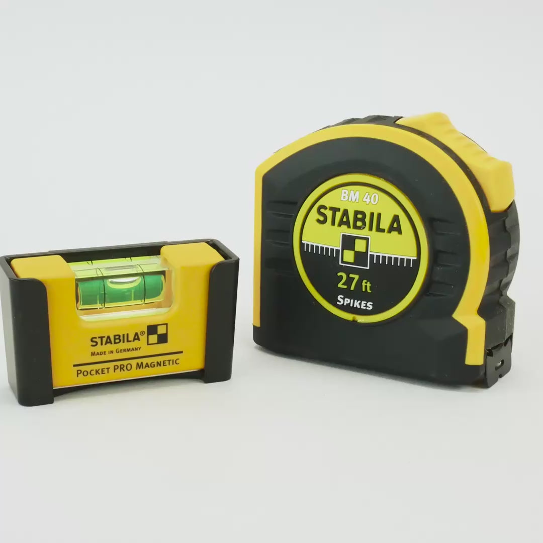 Load video: Stabila 11927 Quick Check Pocket Pro and 27' Tape