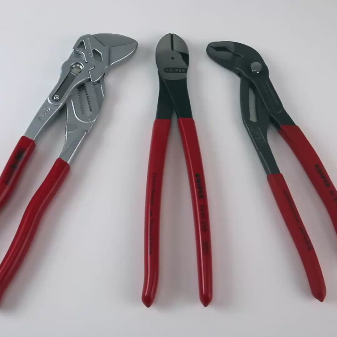 Load video: Knipex 3 Piece 10" Pliers Set