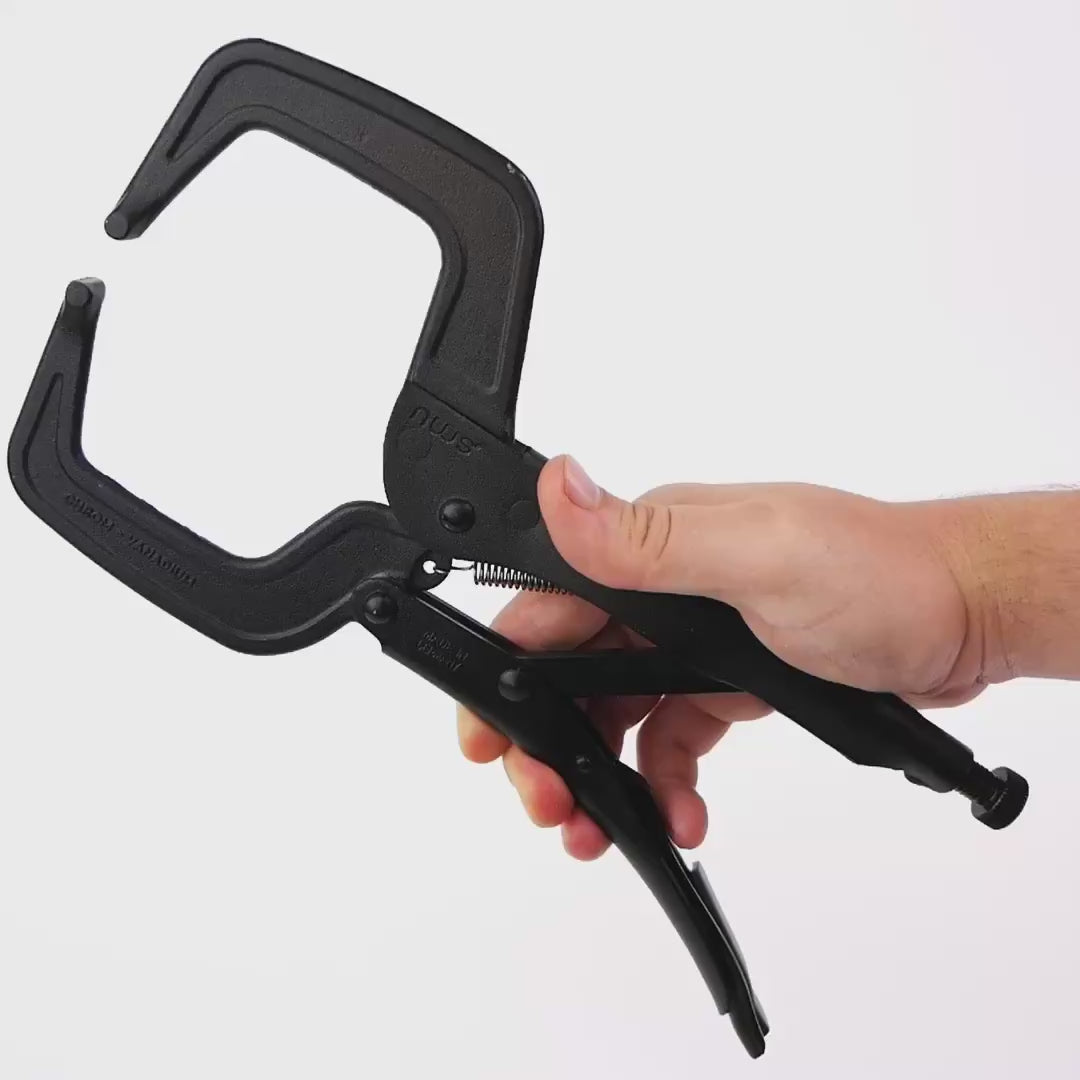 Load video: NWS 11" C-Clamp Grip Pliers - Atramentized
