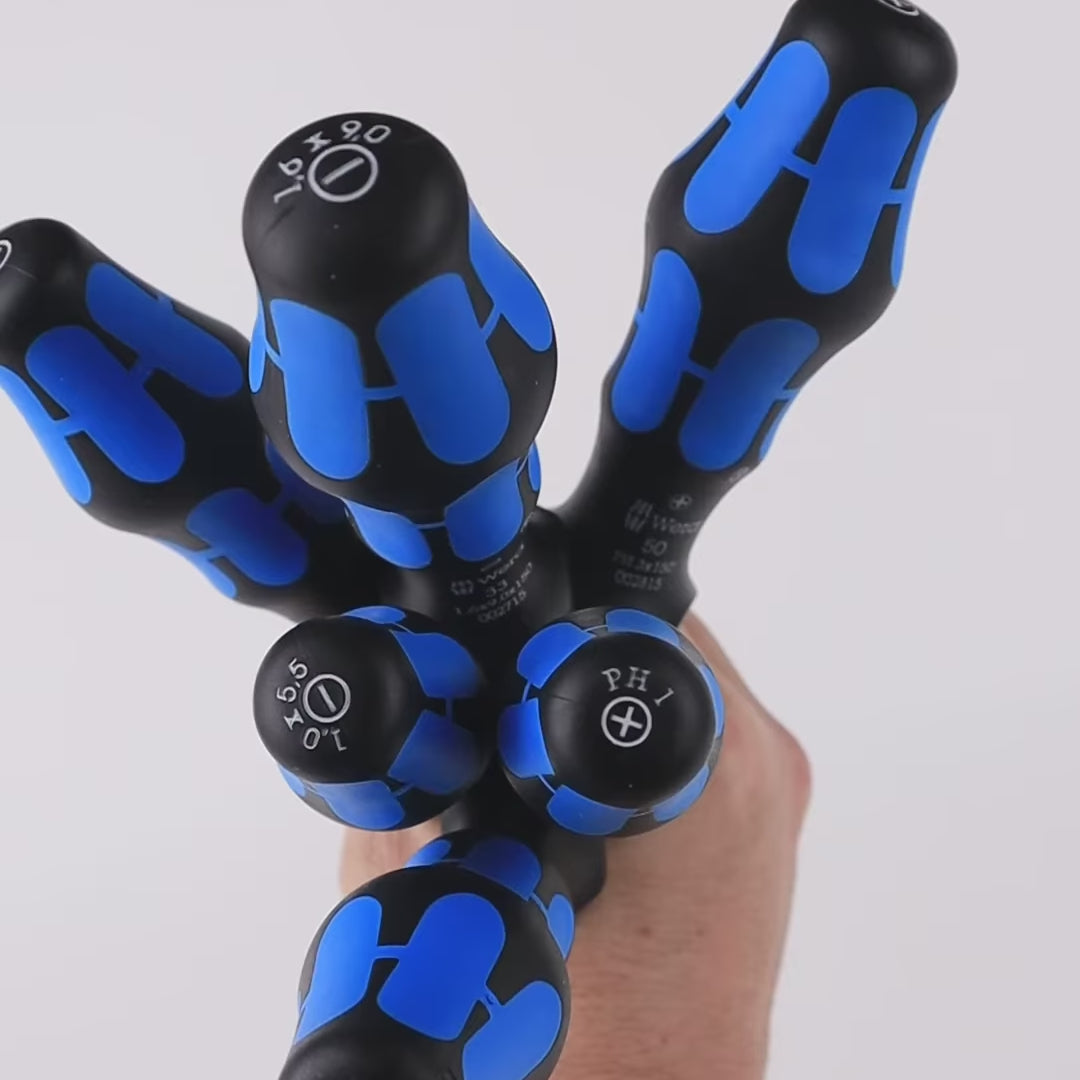 Load video: Wera 300152 Diamond Rocko Kraftform Screwdriver Set, 6 Pieces