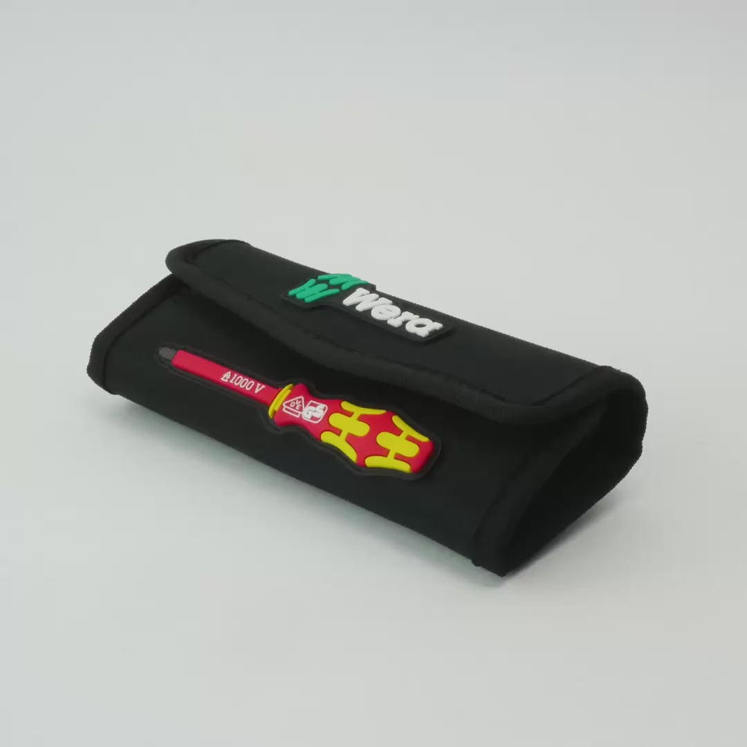 Load video: Wera 003470 Kraftform Kompakt VDE 60 i/7 Slotted/Phillips Insulated Screwdriver Set