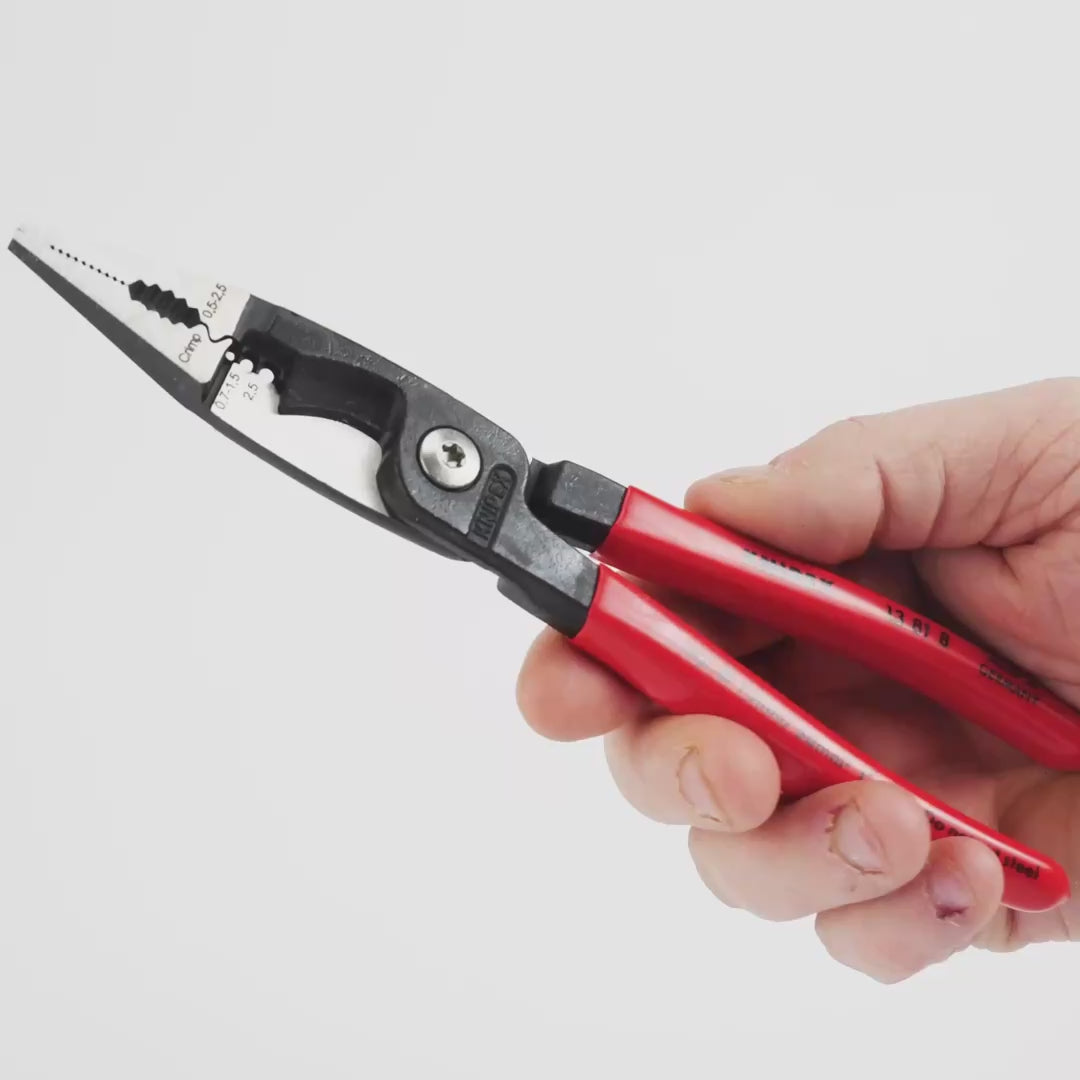 Load video: Knipex 8" Pliers for Electrical Installation - Plastic Grip