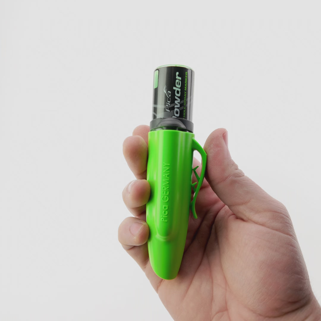 Load video: Pica Powder Deep Hole Spray Marker