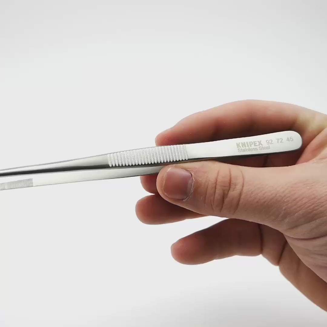 Load video: Knipex Precision Blunt Shape Tweezers, Acid-Proof, 3.5 mm