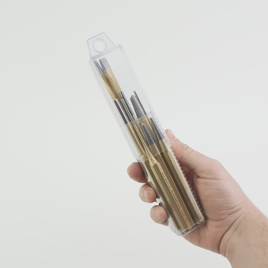Load video: Rennsteig Punch and Chisel Set, 9 PIeces
