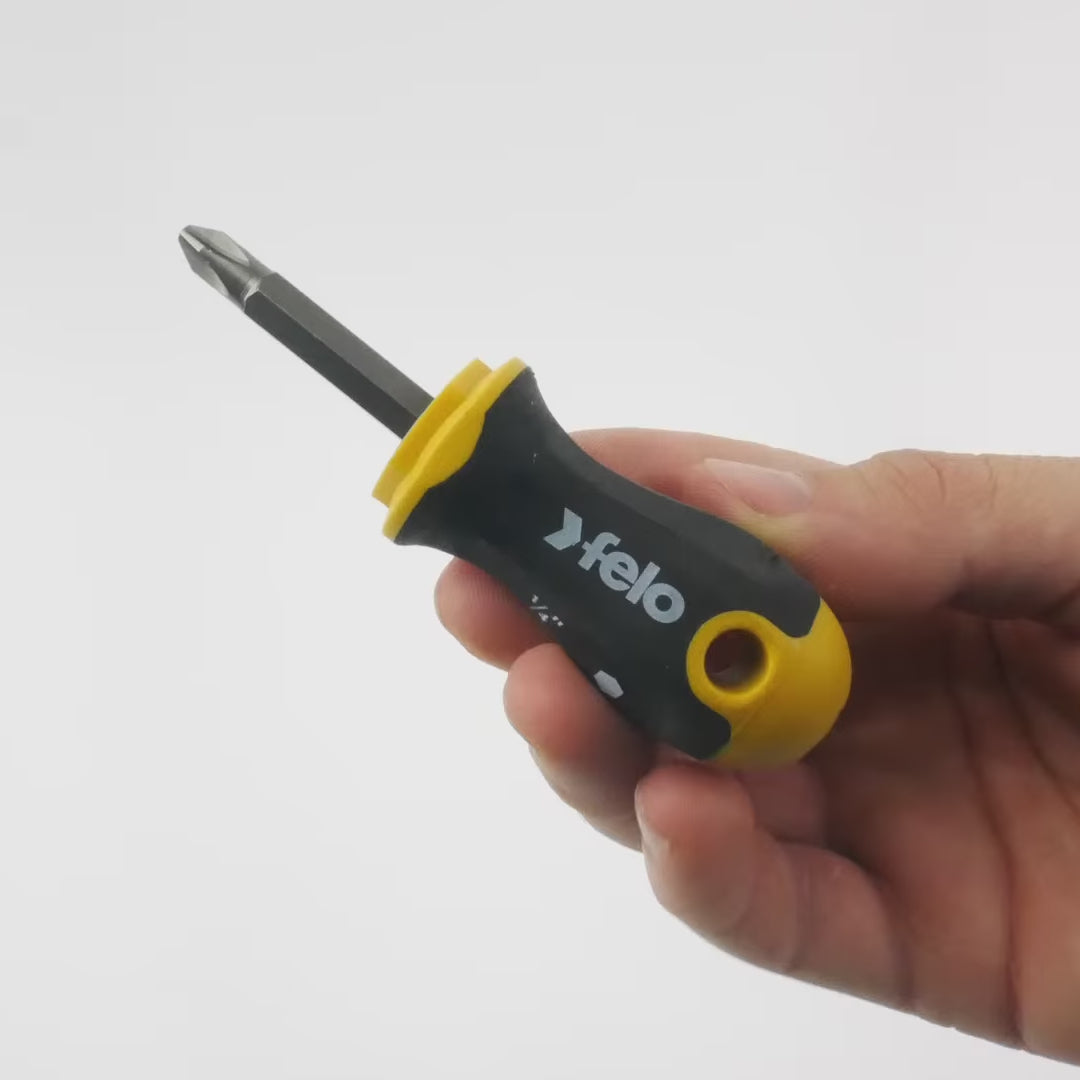 Load video: Felo Reversible Blade Screwdriver - 5.5mm Slotted and #2 Phillips