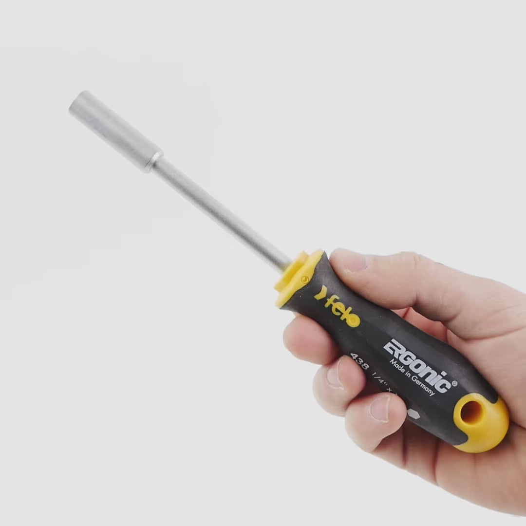 Load video: Felo Magnetic Ergonic 1/4" x 100mm Bit Holder Screwdriver