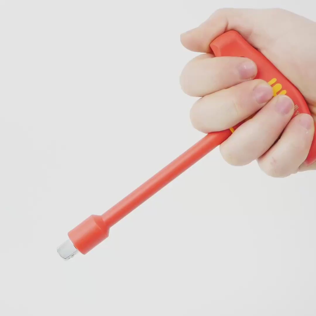 Load video: Wera 005120 VDE Insulated T-handle with 3/8" Square Drive