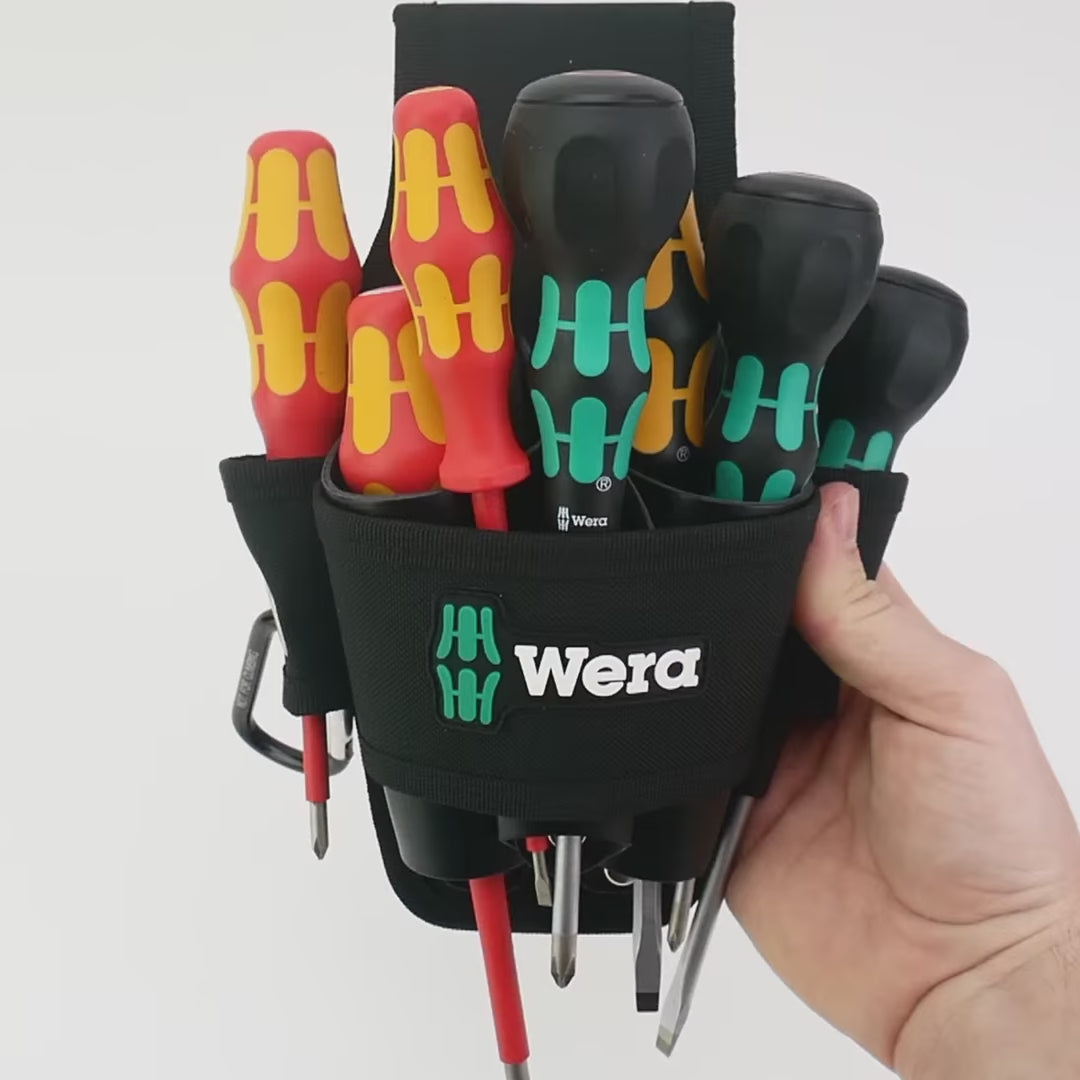 Load video: Wera 136033 Belt Pouch Set 2, 8 Pieces, Limited Edition
