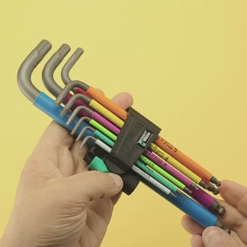 Wera 073593 Multicolor Hex + Ball End Hex Metric L-key Clip Set (Retail Package)