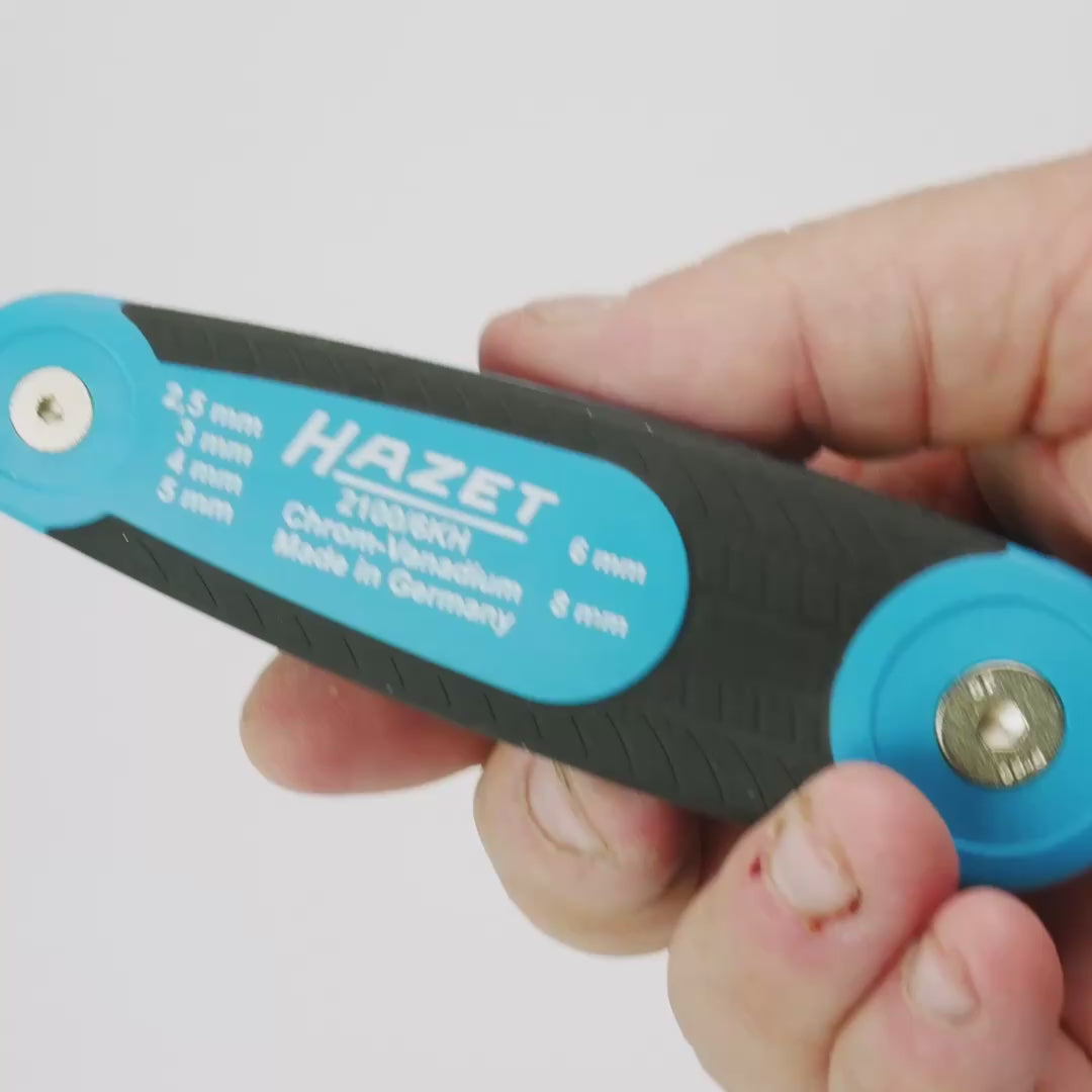 Load video: Hazet 2100/6 KH Hex Metric L-key Fold Up Set 2.5 - 8mm