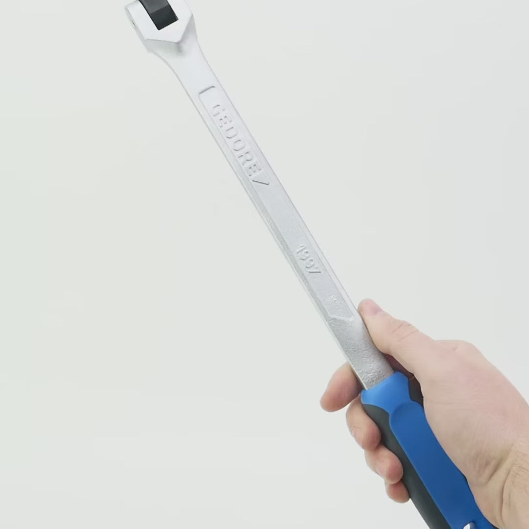 Load video: Gedore 1997 Breaker Bar with Swivel Head 1/2" 381 mm