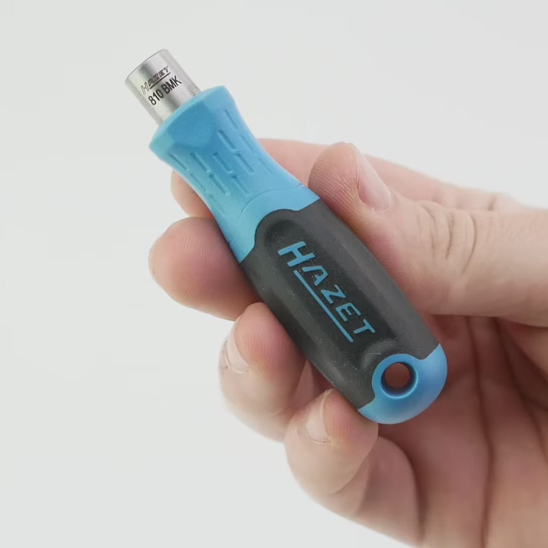 Load video: Hazet 810BMK Compact 1/4" Magnetic Bit Holding Screwdriver