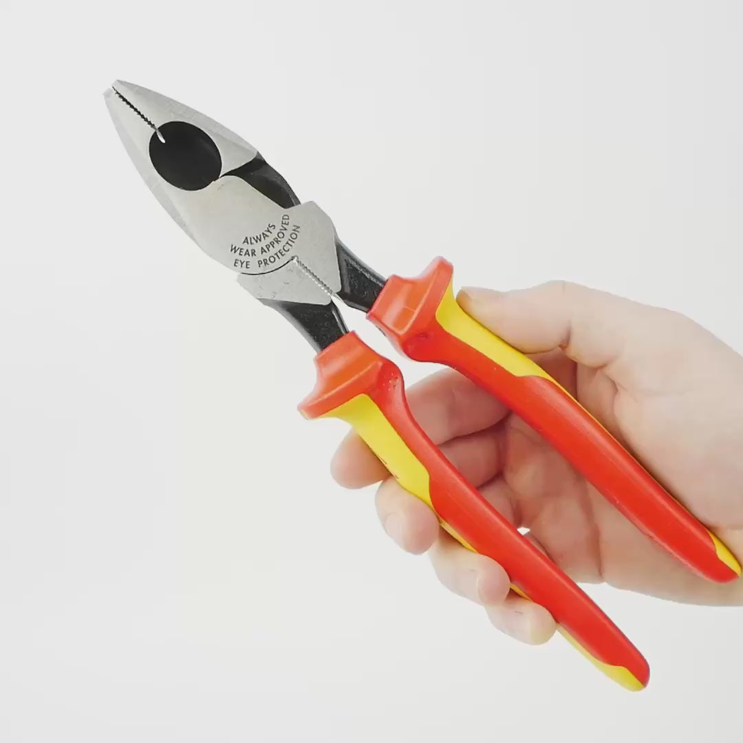 Load video: Knipex High Leverage Lineman New England Heads-1,000V Insulated