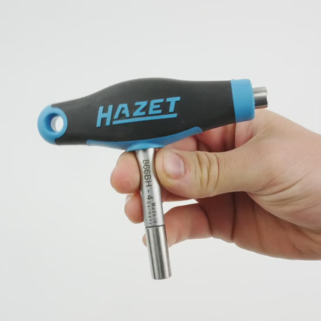 Load video: Hazet 866BH-4 Double Bit Holder with T-handle